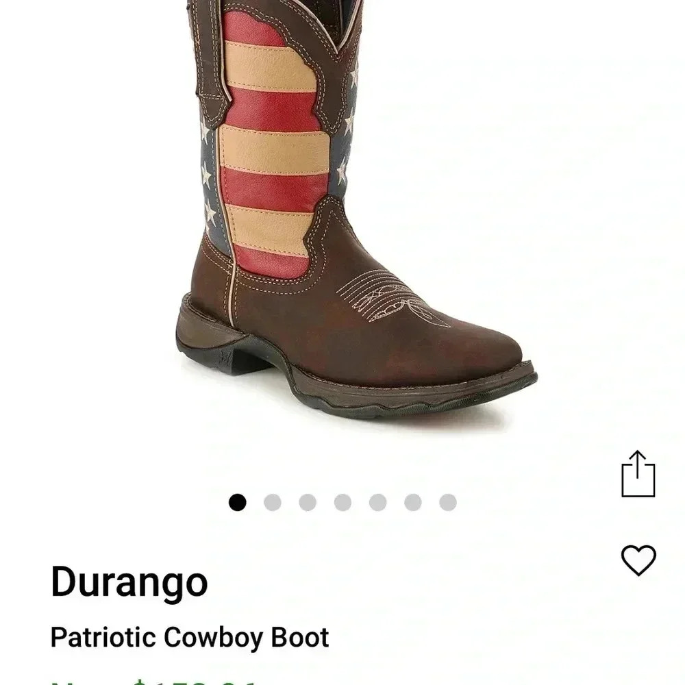 Ladies sz 8M Durango patriotic lady rebel red white blue flag boots - Picture 5 of 9